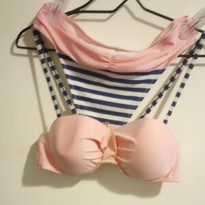 Pink Striped Women's Swim Suit Set